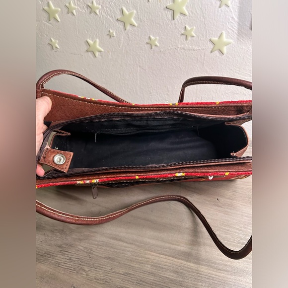 Vintage western style saddlebag purse leather & woven material made in Guatemala - Picture 7 of 13